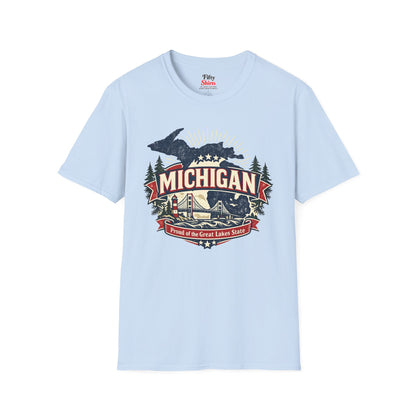 Michigan State Pride Unisex Softstyle T Shirt State Pride Graphic Tee Collections FS03
