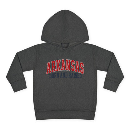 Arkansas Born and Raised Vintage Athletic Heritage Unisex Toddler Pullover Fleece Hoodie