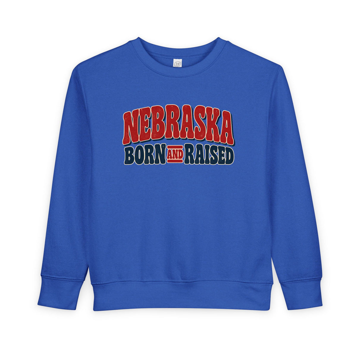 Nebraska Born and Raised Retro 1970s Unisex Toddler Sweatshirt Graphic