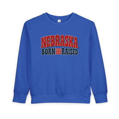 Nebraska Born and Raised Retro 1970s Unisex Toddler Sweatshirt Graphic
