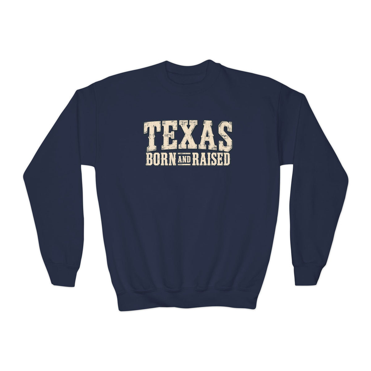 Texas Old-School Ranch Heritage Unisex Youth Crewneck Sweatshirt Graphic