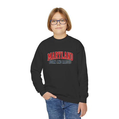 Maryland Born and Raised Mid-Atlantic Americana Unisex Youth Crewneck Sweatshirt Unisex Graphic