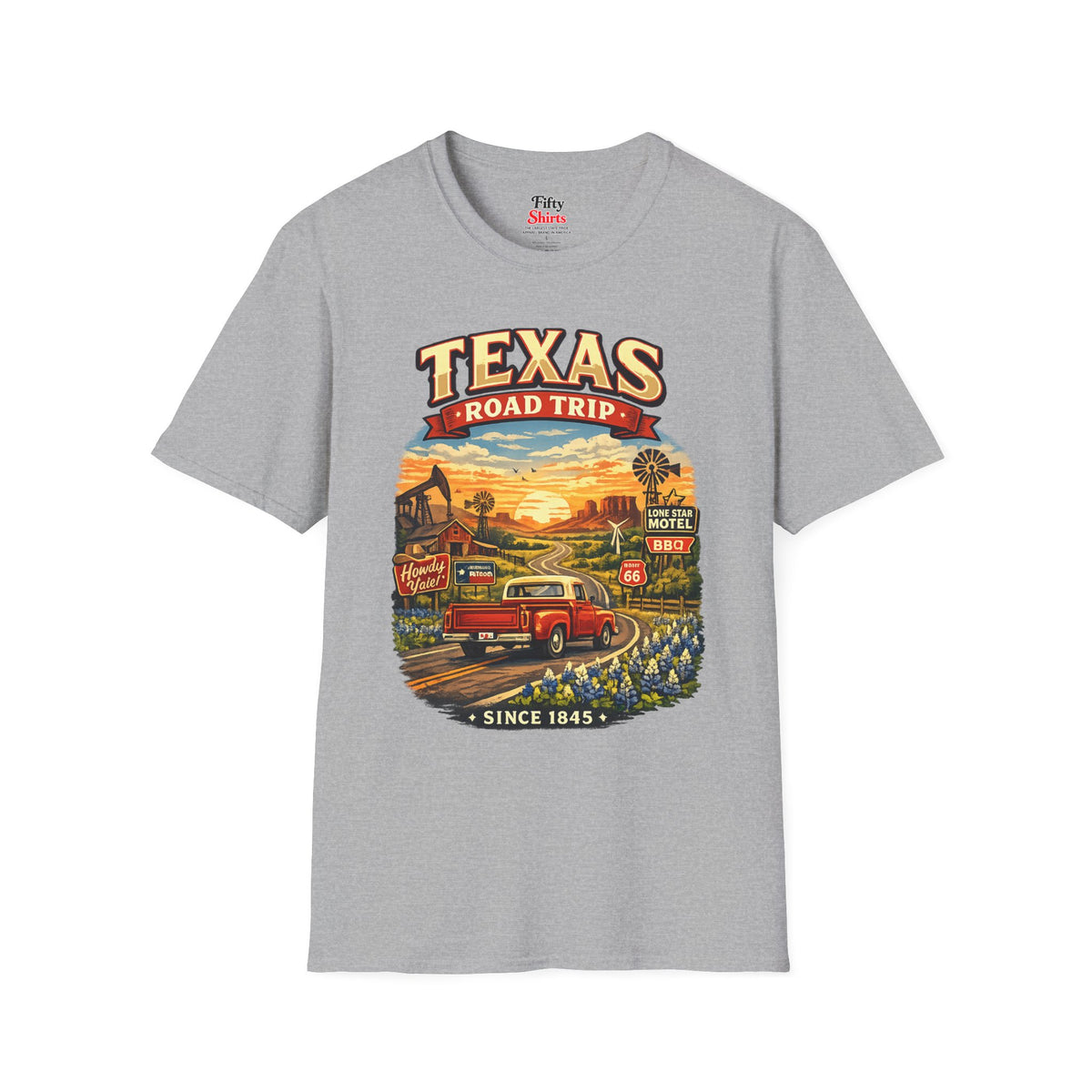 Texas Roadtrip Unisex Softstyle T Shirt State Pride Graphic Tee Collections FS03
