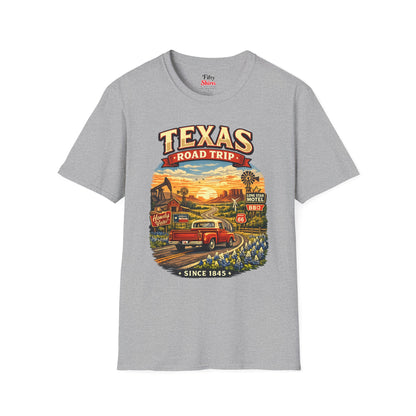Texas Roadtrip Unisex Softstyle T Shirt State Pride Graphic Tee Collections FS03
