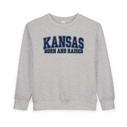 Kansas Born and Raised Classic Collegiate Unisex Toddler Sweatshirt