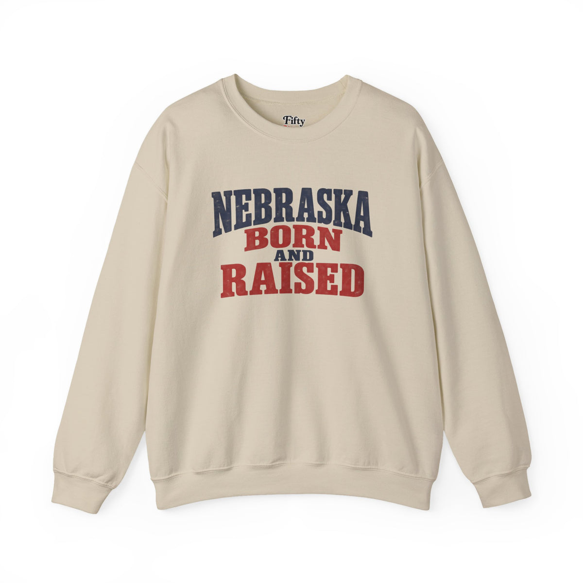 Nebraska Born and Raised Vintage Americana Unisex Sweatshirt Graphic
