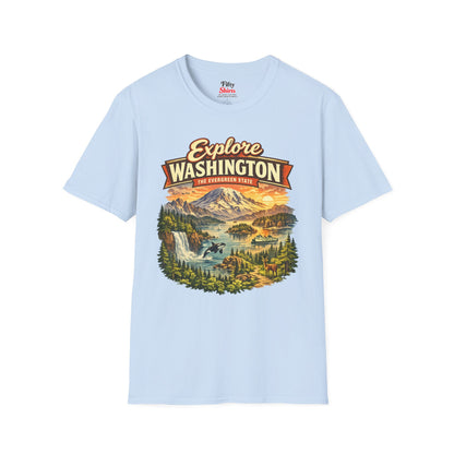 Explore Washington Unisex Softstyle T Shirt State Pride Graphic Tee Collections FS03