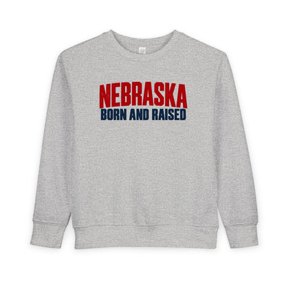 Nebraska Born and Raised Minimal Heritage Unisex Toddler Sweatshirt Graphic