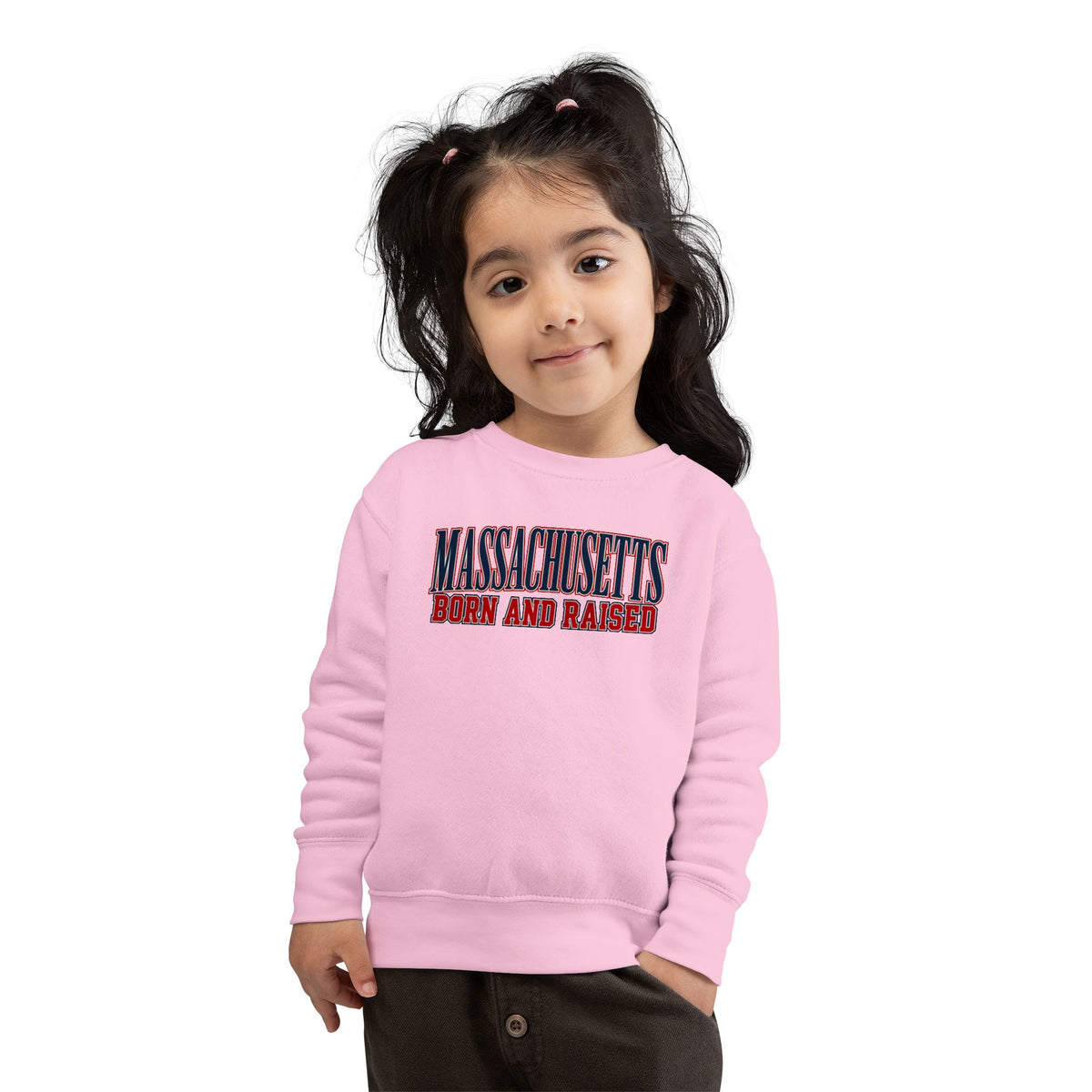 Massachusetts Born and Raised High-End Editorial Unisex Toddler Sweatshirt