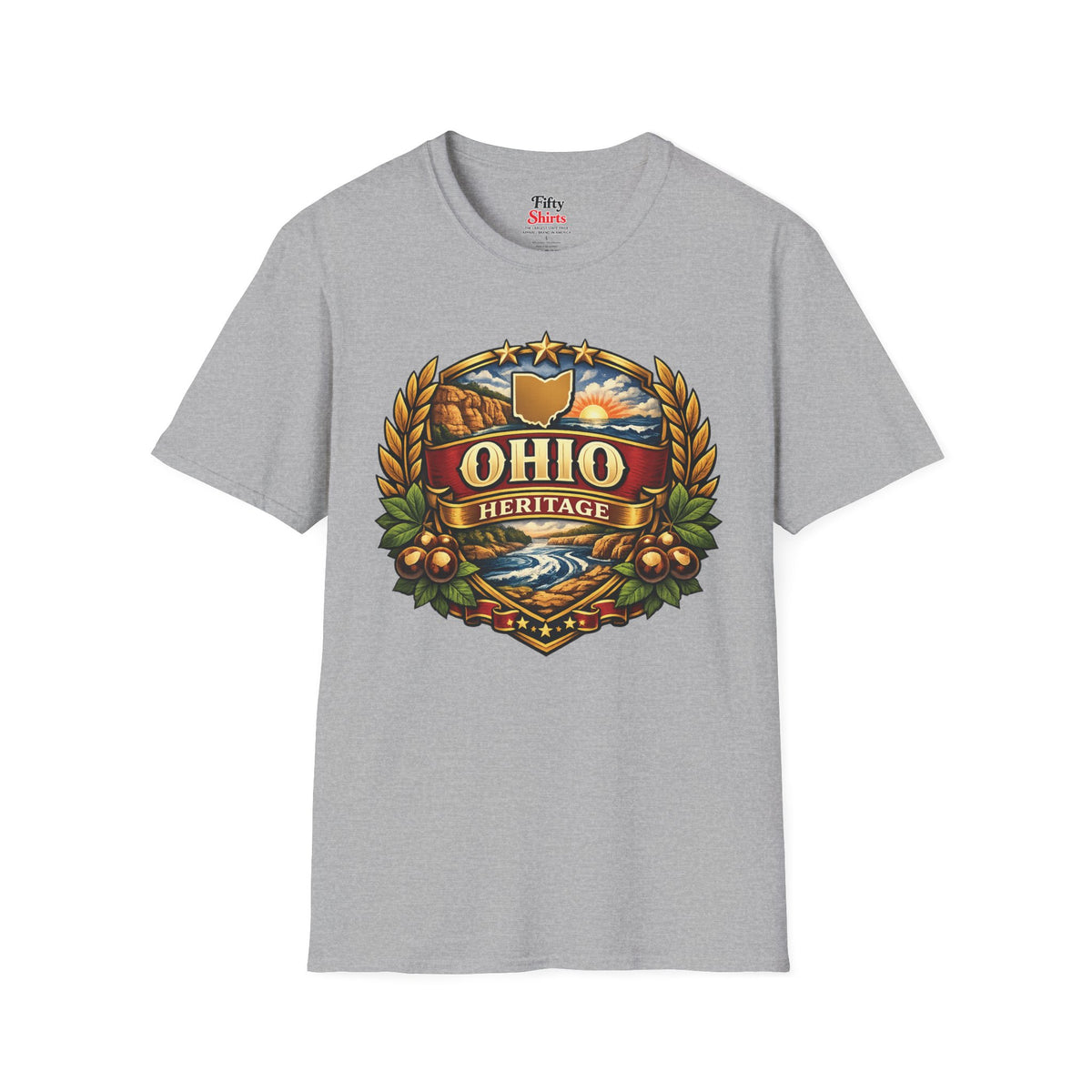 Ohio Heritage Badge Unisex Softstyle T Shirt State Pride Graphic Tee Collections FS03