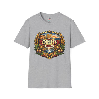 Ohio Heritage Badge Unisex Softstyle T Shirt State Pride Graphic Tee Collections FS03