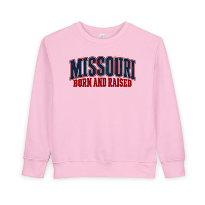 Missouri Born and Raised Vintage Americana Unisex Toddler Sweatshirt Graphic