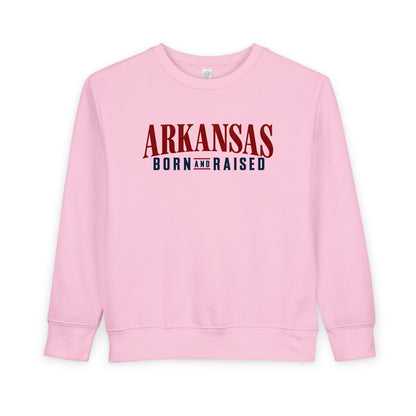Arkansas Born and Raised Minimal Heritage Luxury Unisex Toddler Sweatshirt