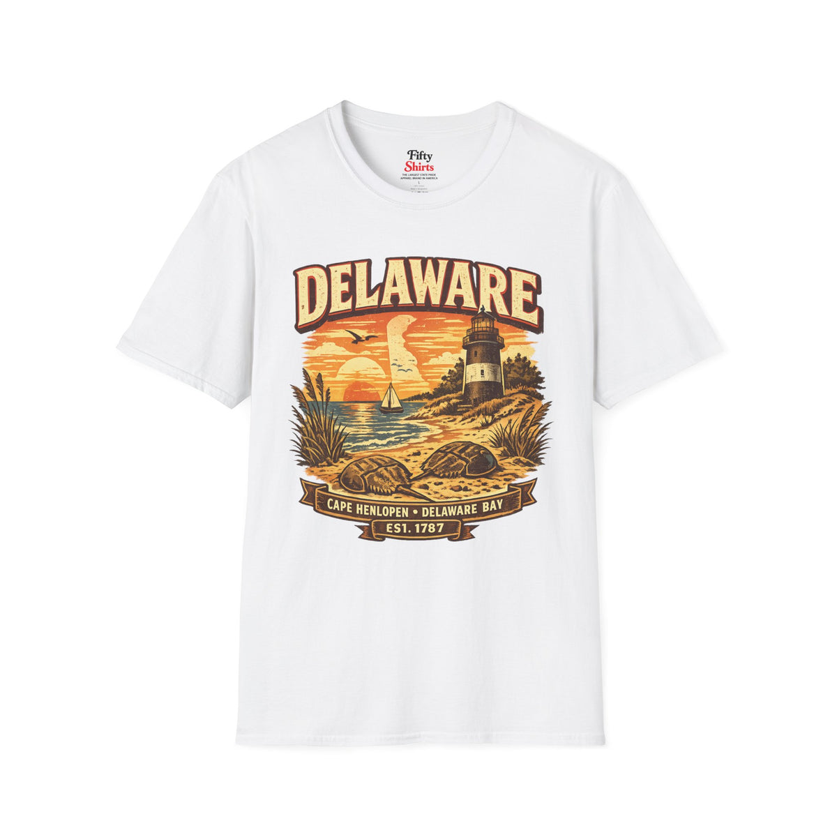 Vintage Delaware Heritage Unisex Softstyle T Shirt State Pride Graphic Tee Collections FS03
