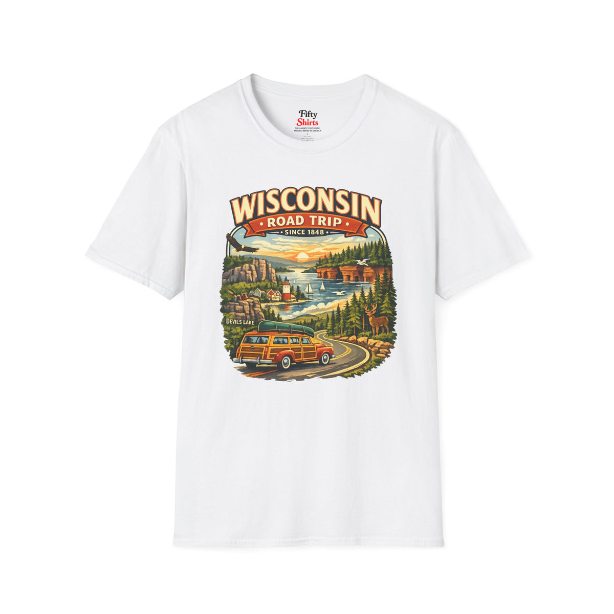 Wisconsin Road Trip Unisex Softstyle T Shirt State Pride Graphic Tee Collections FS03