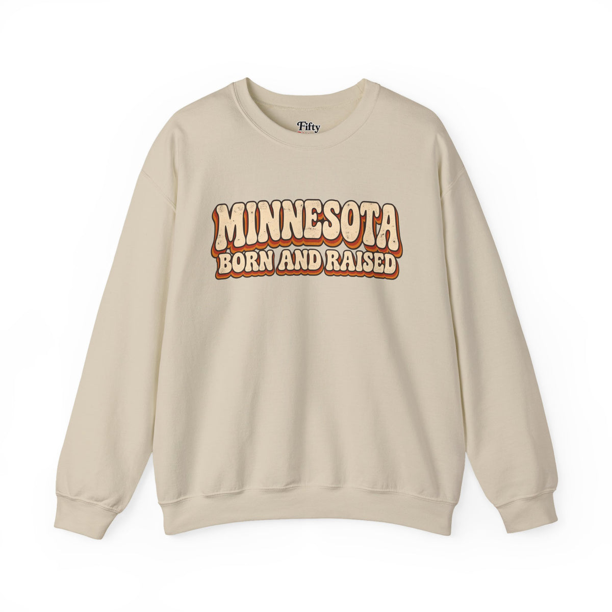 Minnesota Born and Raised Retro 1970s Unisex Sweatshirt Graphic