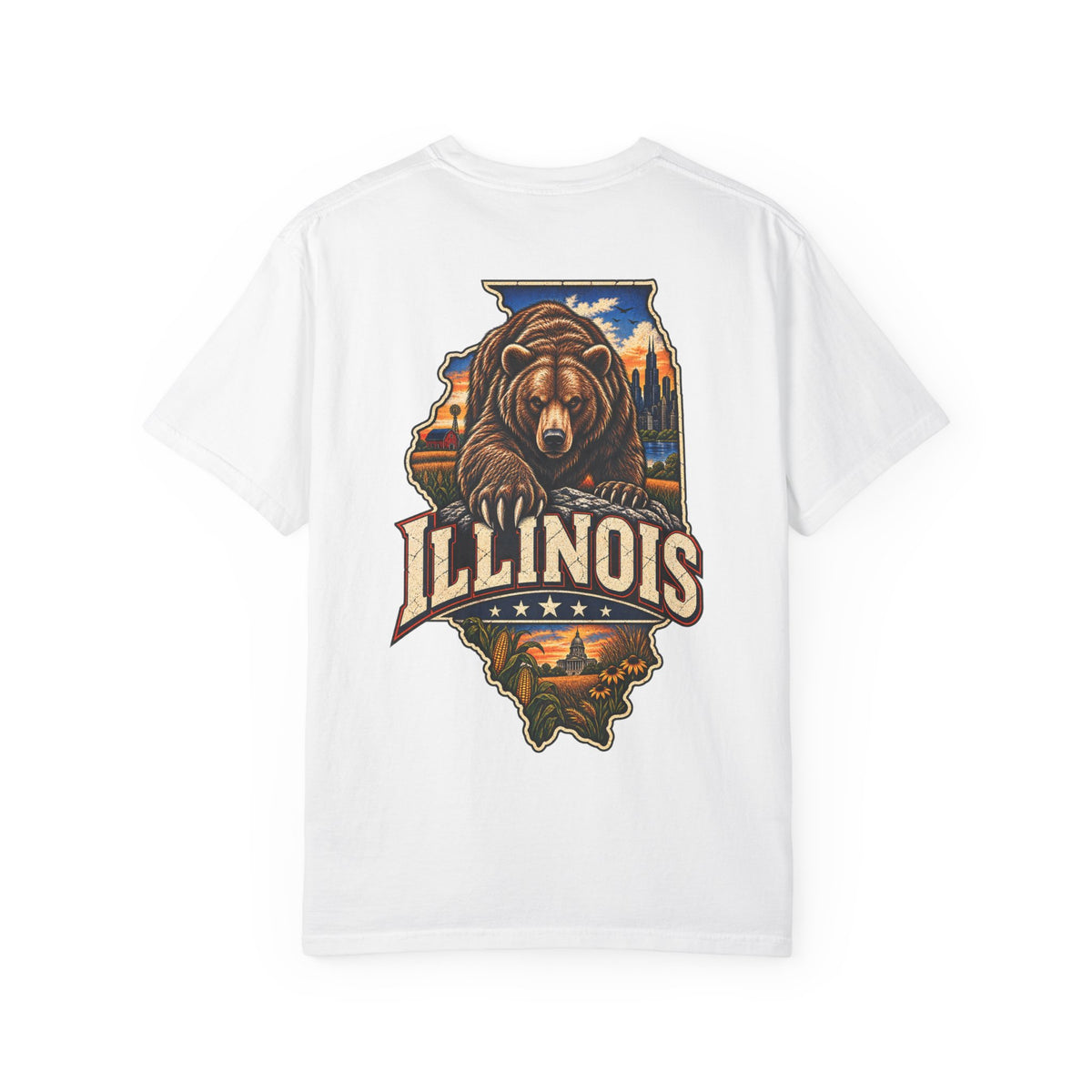 Illinois Bear Emblem Unisex Comfort Color 1717 Streetwear Graphic Tee