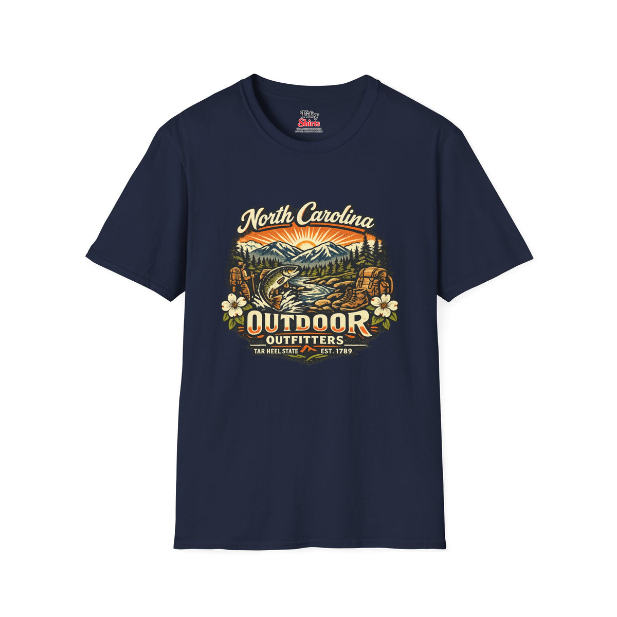 North Carolina Outdoor Outfitters Unisex Softstyle T Shirt State Pride Graphic Tee Collections FS03