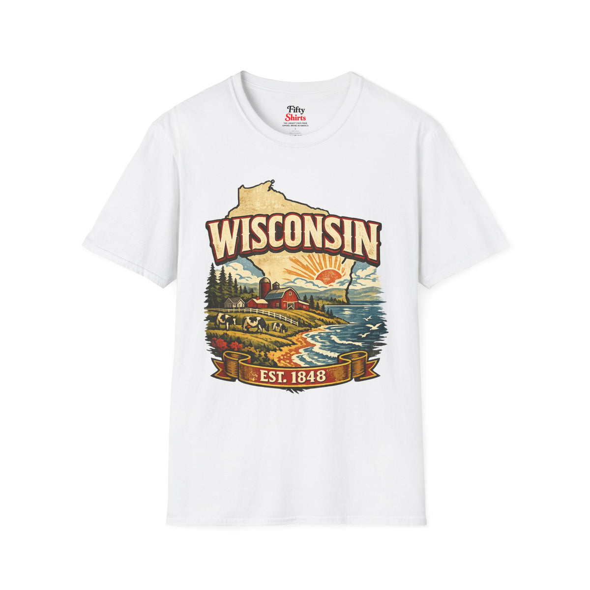 Vintage Wisconsin Heritage Unisex Softstyle T Shirt State Pride Graphic Tee Collections FS03