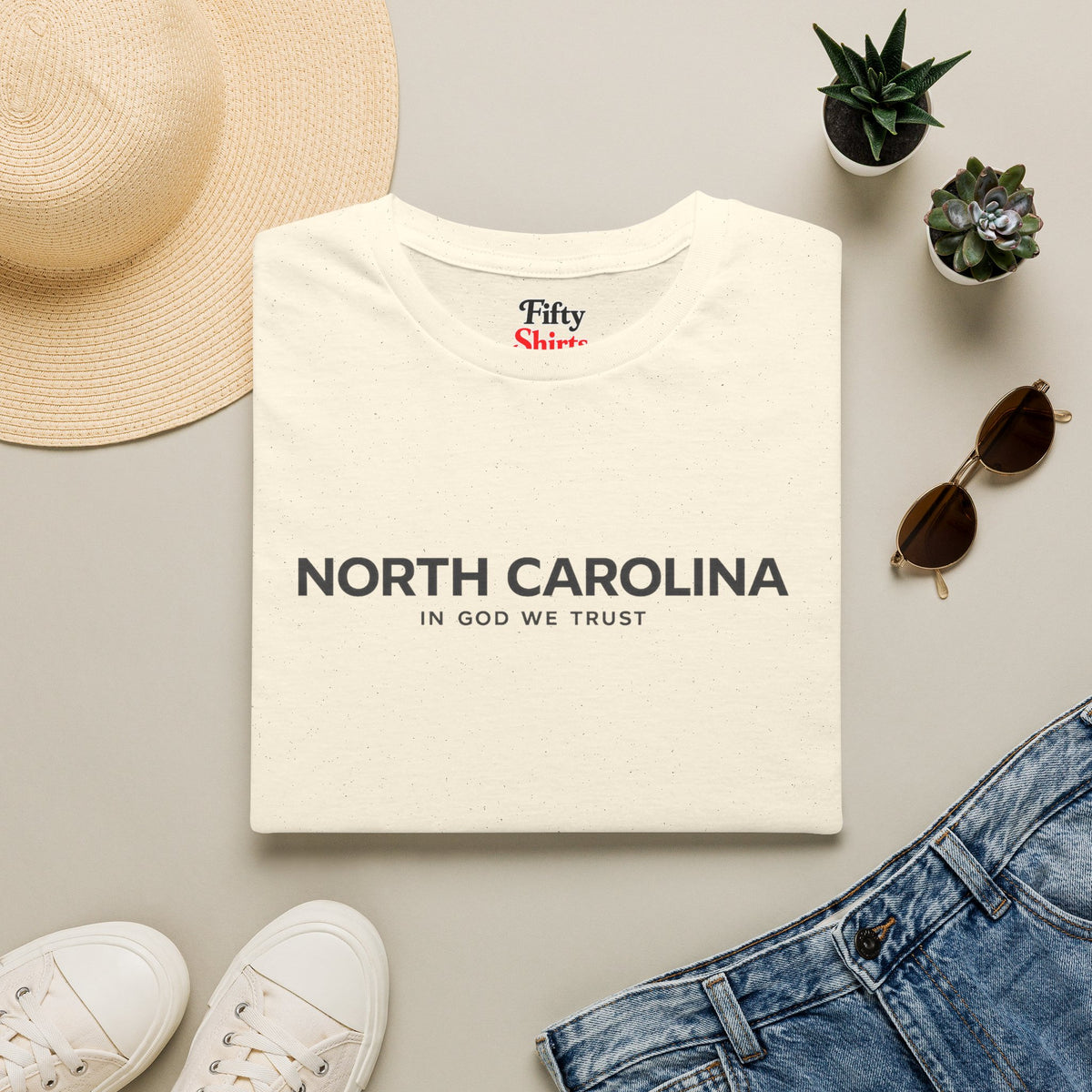 North Carolina All State In God We Trust Front Design Unisex Everyday Tee