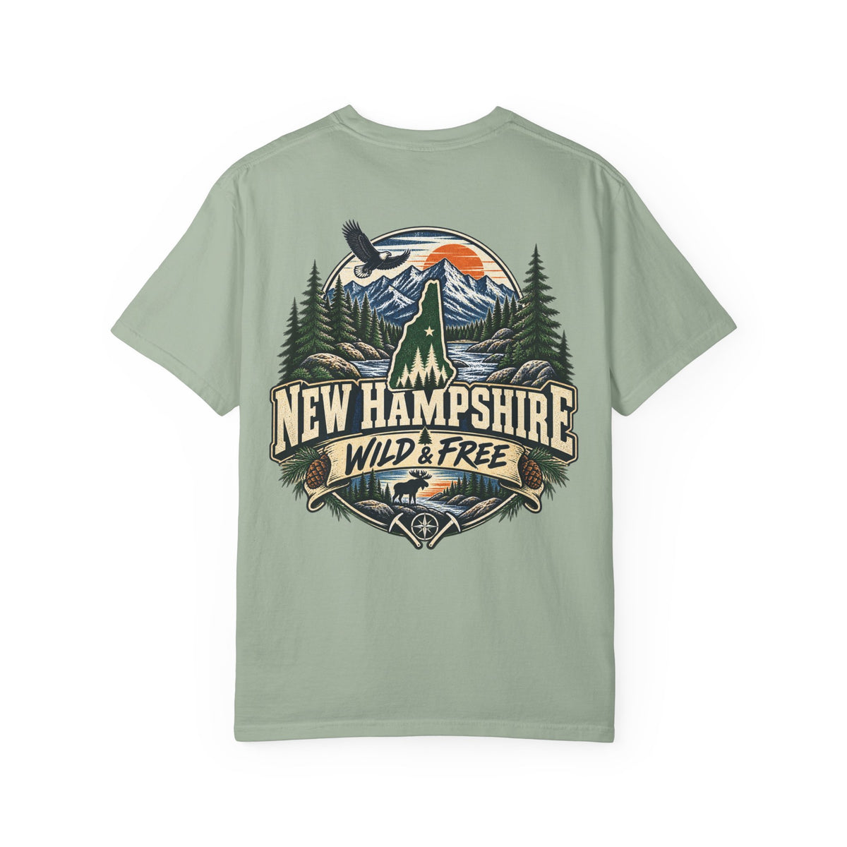 New Hampshire Wild & Free Unisex Comfort Color 1717 Streetwear Graphic Tee