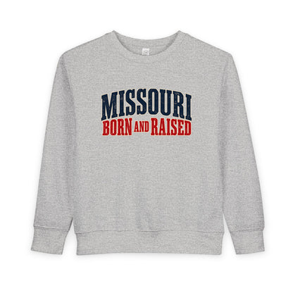 Missouri Born and Raised Midwest Heritage Unisex Toddler Sweatshirt Graphic