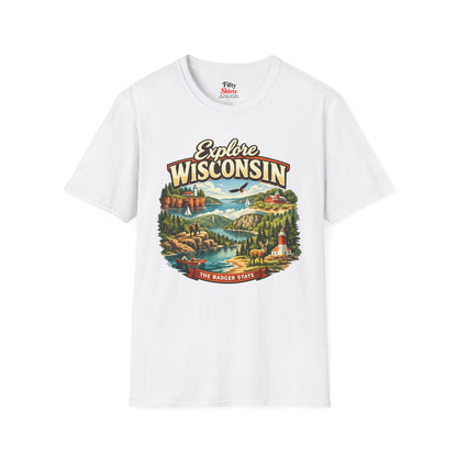 Explore Wisconsin Unisex Softstyle T Shirt State Pride Graphic Tee Collections FS03