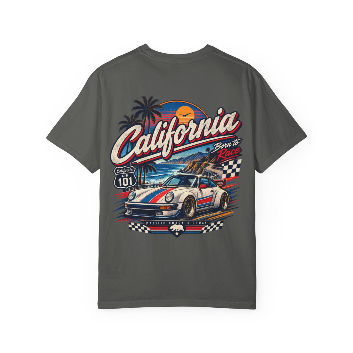 California 1980s Racing  Unisex Comfort Color 1717 Streetwear Graphic Tee