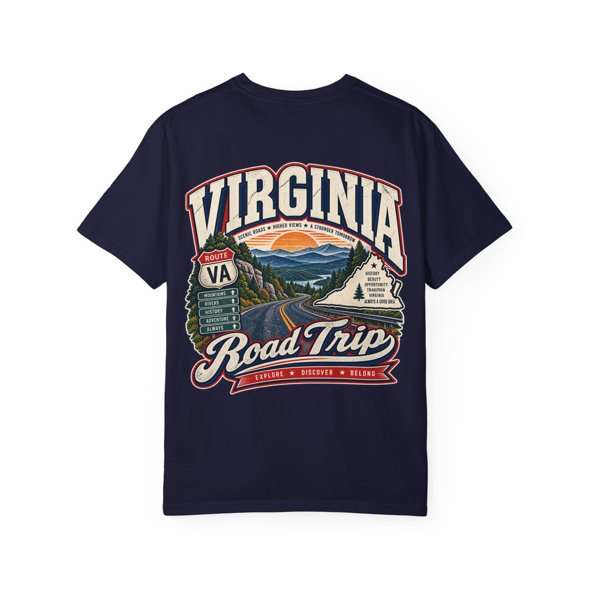 Virginia Road Trip Unisex Comfort Color 1717 Streetwear Graphic Tee