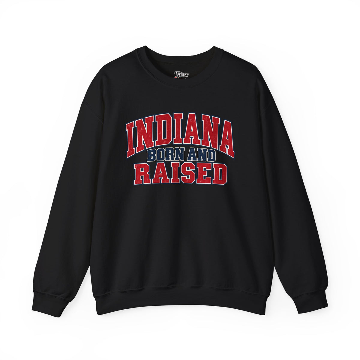 Indiana Born and Raised Vintage Collegiate Unisex Sweatshirt Graphic