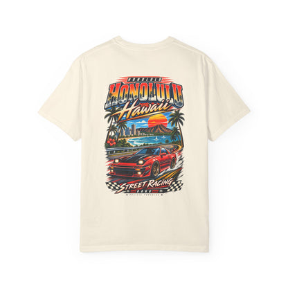 Honolulu Hawaii Street Racing Unisex Comfort Color 1717 Streetwear Graphic Tee
