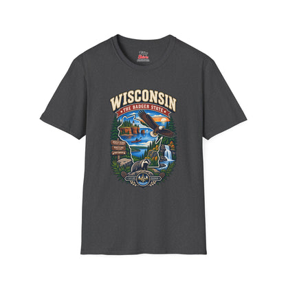 Wisconsin Badger State Adventure Unisex Softstyle T Shirt State Pride Graphic Tee Collections FS03