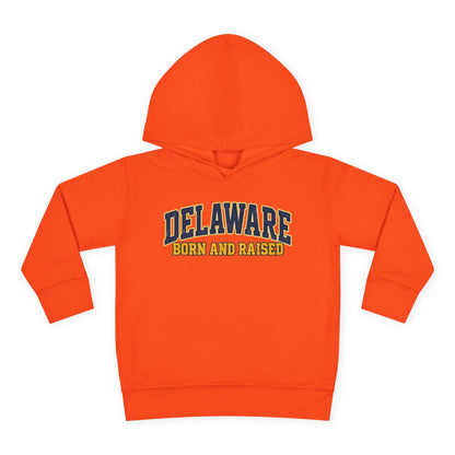 Delaware Born and Raised Old-School Athletic Unisex Toddler Pullover Fleece Hoodie