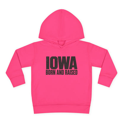 Iowa Born and Raised Modern Midwest Streetwear Unisex Toddler Pullover Fleece Hoodie