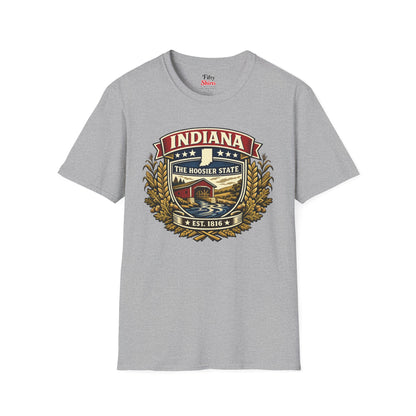 Indiana Heritage Badge Unisex Softstyle T Shirt State Pride Graphic Tee Collections FS03