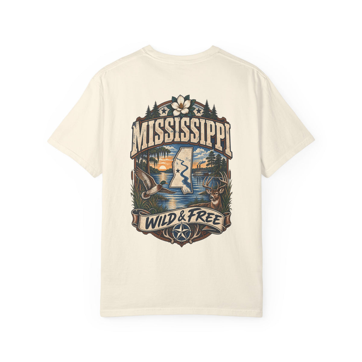 Mississippi Wild & Free Unisex Comfort Color 1717 Streetwear Graphic Tee