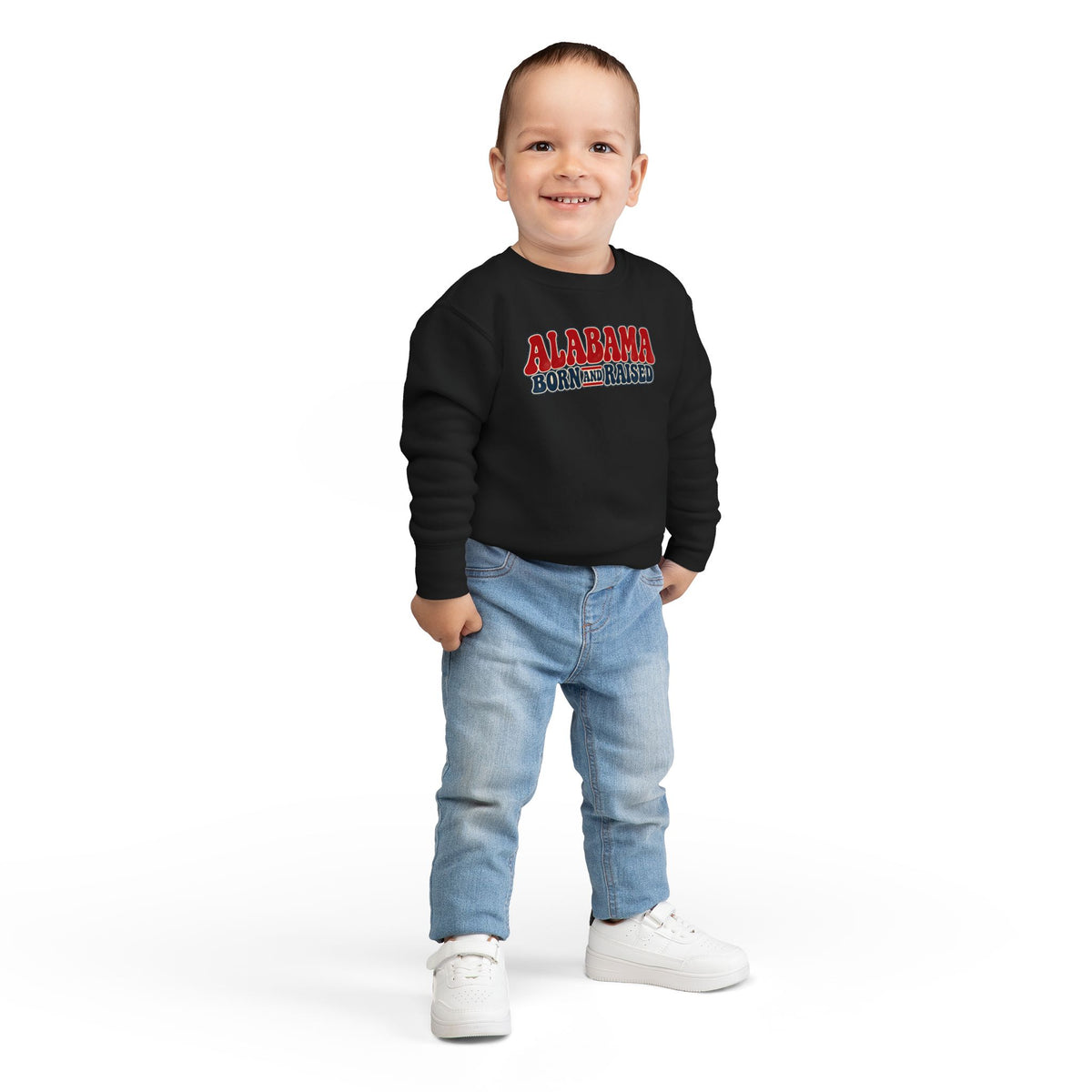 Alabama Born and Raised Retro 1970s Americana Unisex Toddler Sweatshirt