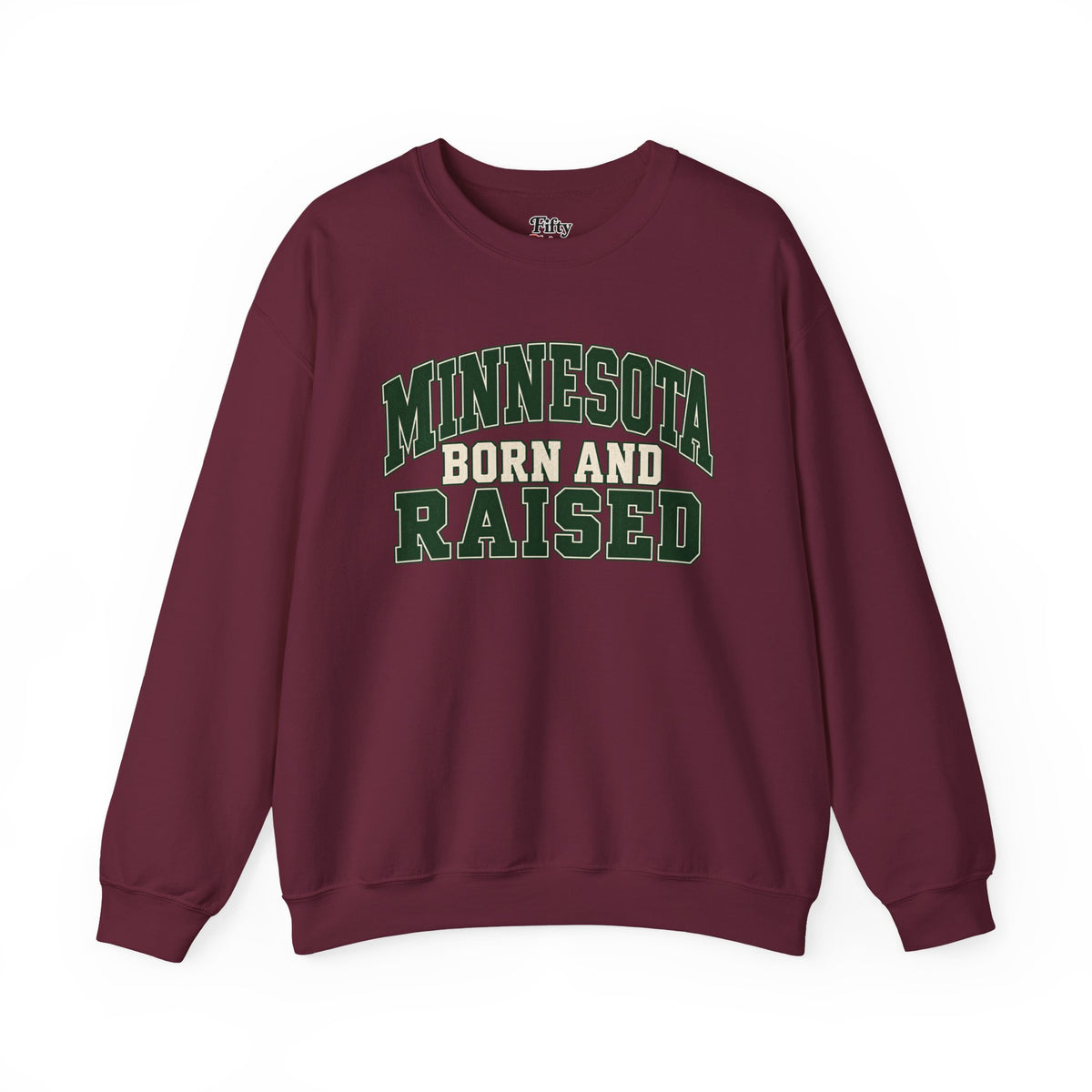 Minnesota Born and Raised Unisex Crewneck Sweatshirt State Name Graphic