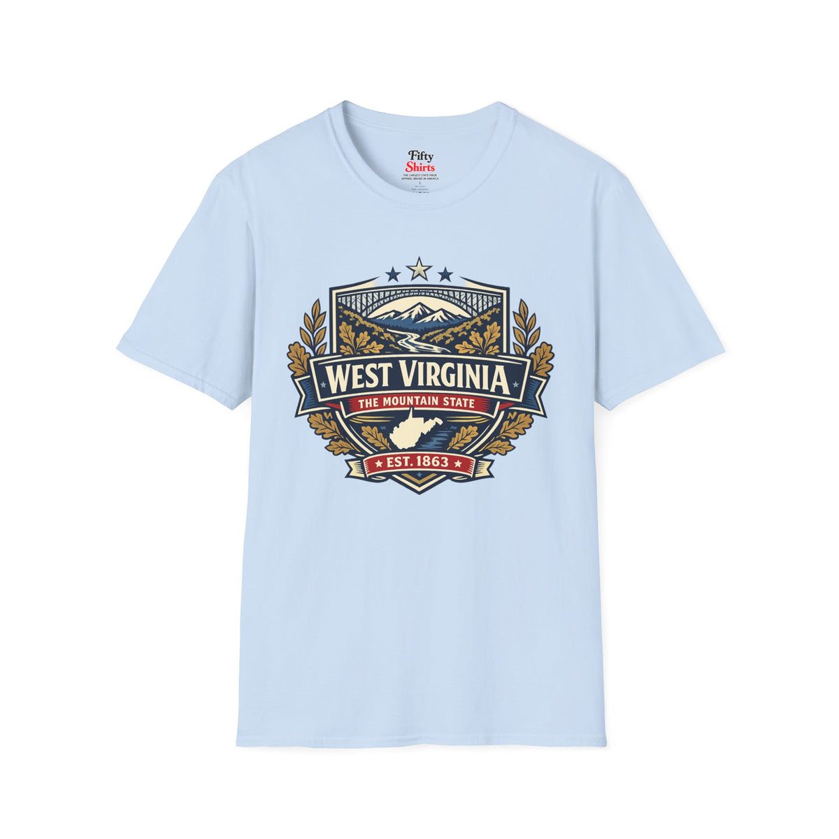 West Virginia Heritage Badge Unisex Softstyle T Shirt State Pride Graphic Tee Collections FS03