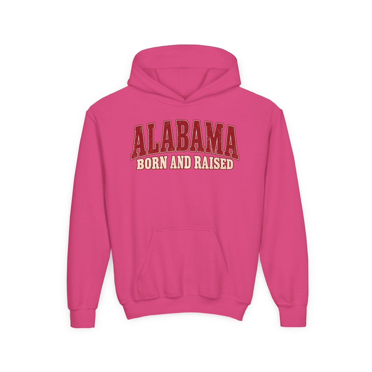 Alabama Born and Raised Classic Southern Heritage Unisex Youth Heavy Blend Hooded Sweatshirt Graphic