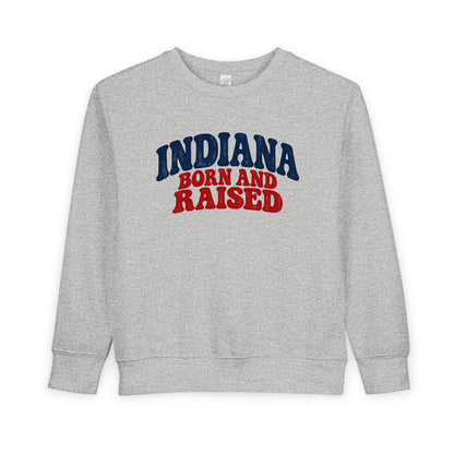 Indiana Born and Raised Retro 1970s Unisex Toddler Sweatshirt