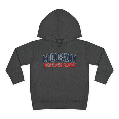 Colorado Born and Raised Collegiate Classic Unisex Toddler Pullover Fleece Hoodie