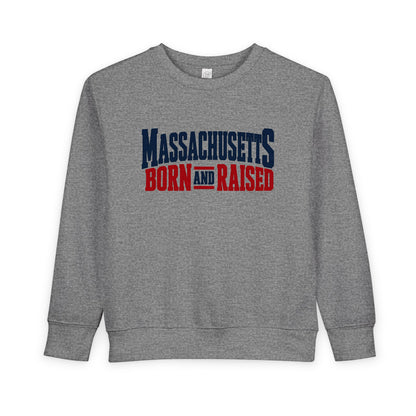Massachusetts Born and Raised Bold Americana Unisex Toddler Sweatshirt