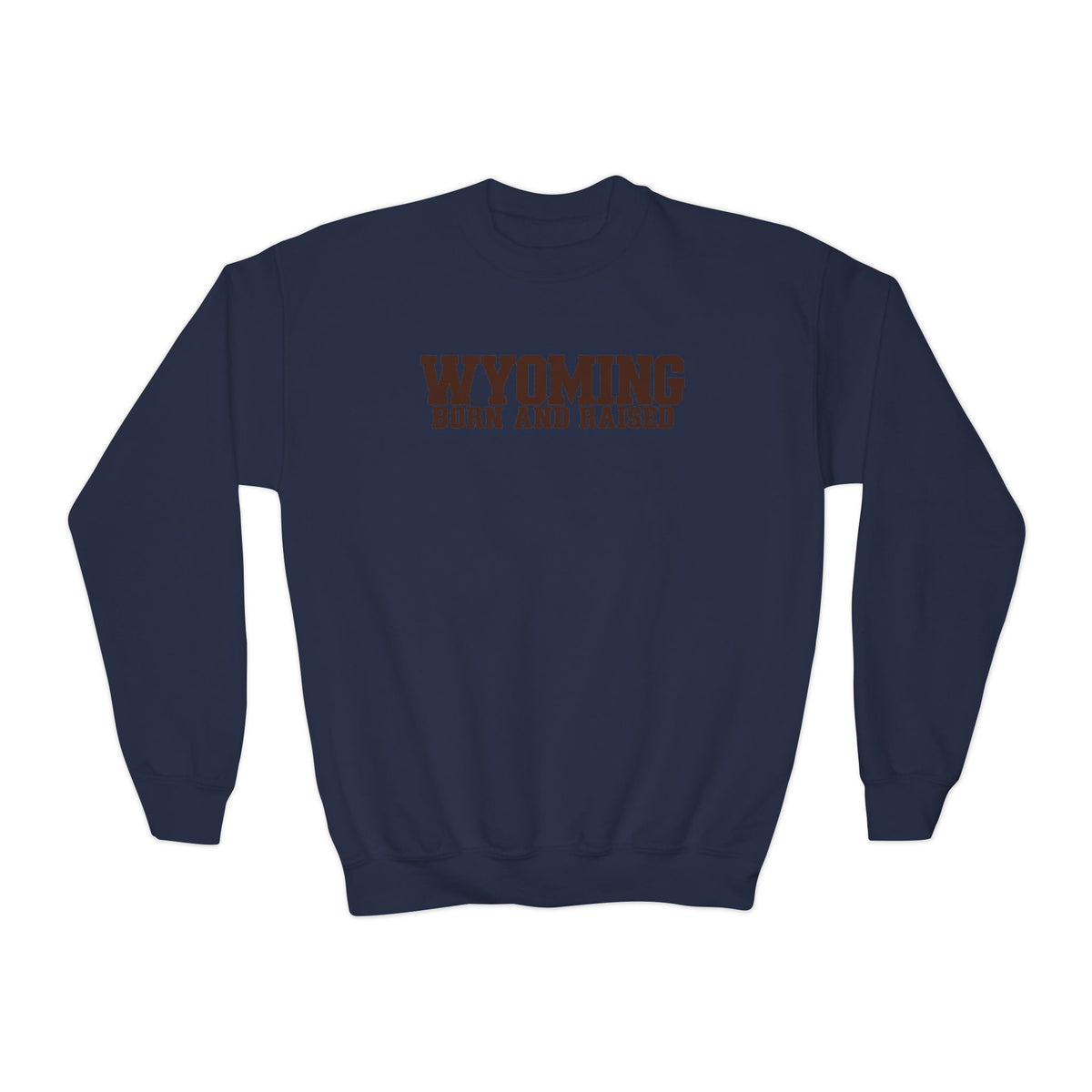 Wyoming Born and Raised Minimal Western Unisex Youth Crewneck Sweatshirt Graphic