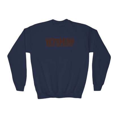 Wyoming Born and Raised Minimal Western Unisex Youth Crewneck Sweatshirt Graphic
