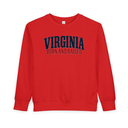 Virginia Born and Raised Premium Heritage Unisex Toddler Sweatshirt