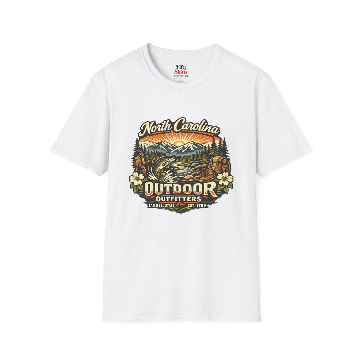 North Carolina Outdoor Outfitters Unisex Softstyle T Shirt State Pride Graphic Tee Collections FS03