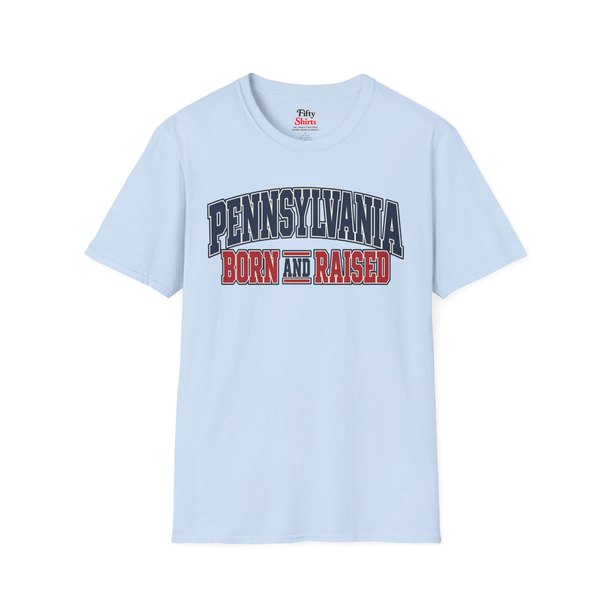 Pennsylvania Born and Raised Unisex Softstyle T Shirt State Name Graphic Tee