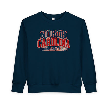 North Carolina Born and Raised Vintage Americana Unisex Toddler Sweatshirt