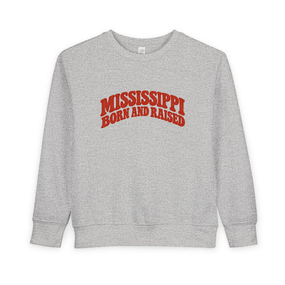 Mississippi Born and Raised Retro 1970s Unisex Toddler Sweatshirt